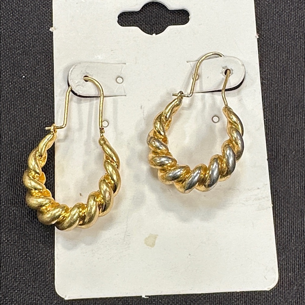 Anthropologie Twisted Huggie Gold Hoop Earrings